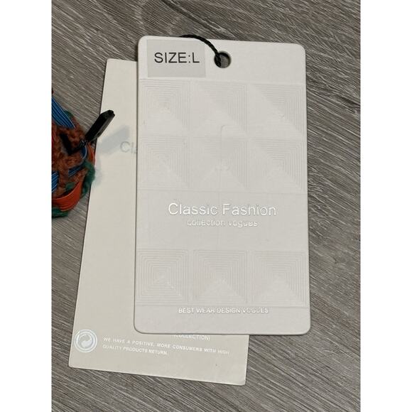 Crochet Bikini Swim Top Cobalt Blue Womens Large Bright Trim Love Island - Picture 3 of 4